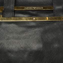 Pre Owned Emporio Armani Black Leather Laptop Bag