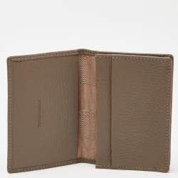 Pre Owned Emporio Armani Beige Leather Card Case