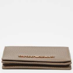 Pre Owned Emporio Armani Beige Leather Card Case