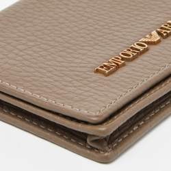 Pre Owned Emporio Armani Beige Leather Card Case