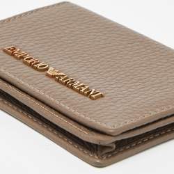 Pre Owned Emporio Armani Beige Leather Card Case