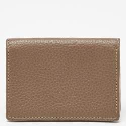 Pre Owned Emporio Armani Beige Leather Card Case