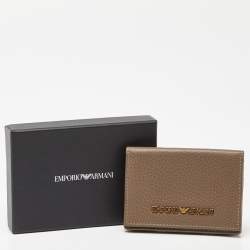 Pre Owned Emporio Armani Beige Leather Card Case