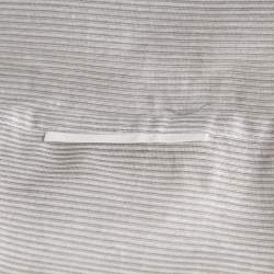 Pre Owned Emporio Armani Grey Striped Cotton Half Placket Shirt M