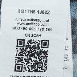 Pre Owned Emporio Armani Blue Printed Linen Knit Crew Neck T-Shirt S