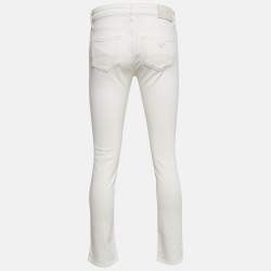 Pre Owned Emporio Armani Cream Denim Slim Fit Jeans S Waist 27"