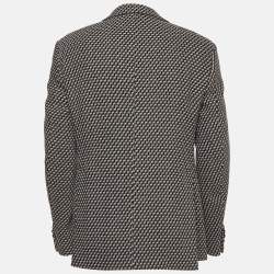 Pre Owned Emporio Armani Grey Patterned Boucle Blazer XL