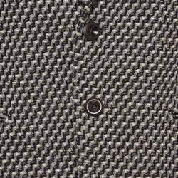 Pre Owned Emporio Armani Grey Patterned Boucle Blazer XL