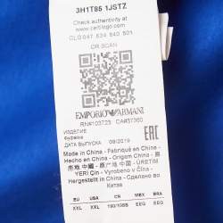 Pre Owned Emporio Armani Blue Logo Print Jersey T-Shirt XXL