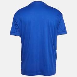 Pre Owned Emporio Armani Blue Logo Print Jersey T-Shirt XXL