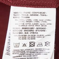 Pre Owned Emporio Armani Burgundy Logo Embroidered Jersey T-Shirt XXXL