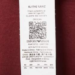 Pre Owned Emporio Armani Burgundy Logo Embroidered Jersey T-Shirt XXXL