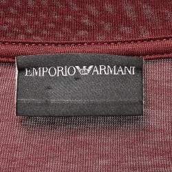 Pre Owned Emporio Armani Burgundy Logo Embroidered Jersey T-Shirt XXXL