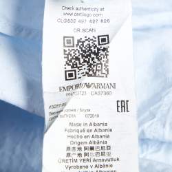 Emporio Armani Blue Patterned Cotton Shirt M