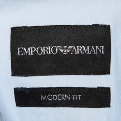 Emporio Armani Blue Patterned Cotton Shirt M