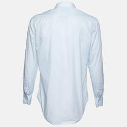 Emporio Armani Blue Patterned Cotton Shirt M