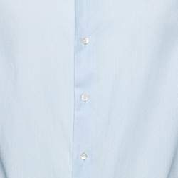 Emporio Armani Blue Patterned Cotton Shirt M