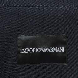 Emporio Armani Navy Blue Gabardine Zip-Up Jacket M