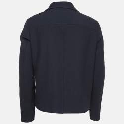 Emporio Armani Navy Blue Gabardine Zip-Up Jacket M