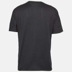 Pre Owned Emporio Armani Black Cotton Shark Applique Jersey V-Neck T-Shirt XL