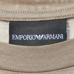 مملوكة مسبقًا Emporio Armani Brown Jersey Logo Embroidered Crew Neck T-Shirt 3XL