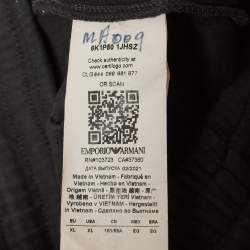 Pre Owned Emporio Armani Black Embroidered Cotton Blend Sweatpants XL