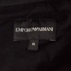 Pre Owned Emporio Armani Black Embroidered Cotton Blend Sweatpants XL