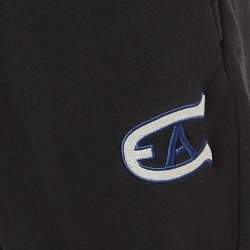 Pre Owned Emporio Armani Black Embroidered Cotton Blend Sweatpants XL