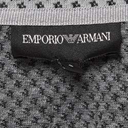 Pre Owned Emporio Armani Grey Patterned Knit Crew Neck T-Shirt S