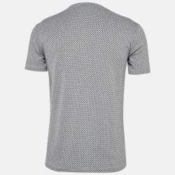 Pre Owned Emporio Armani Grey Patterned Knit Crew Neck T-Shirt S
