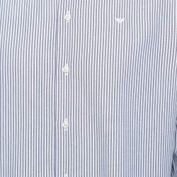 Pre Owned Emporio Armani Blue Pinstripe Cotton Modern Fit Shirt XL