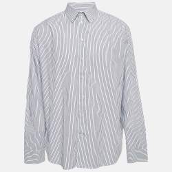 Emporio Armani Blue Pinstripe Cotton Modern Fit Shirt XXXL