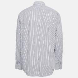Emporio Armani Blue Pinstripe Cotton Modern Fit Shirt XXXL