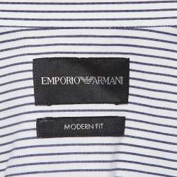 Emporio Armani Blue Pinstripe Cotton Modern Fit Shirt XXXL