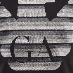 Pre Owned Emporio Armani Black Embroidered Logo Cotton Knit T-Shirt S