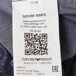 Pre Owned Emporio Armani Blue Dotted Cotton Button Up Slim Fit Shirt L