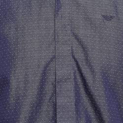 Pre Owned Emporio Armani Blue Dotted Cotton Button Up Slim Fit Shirt L