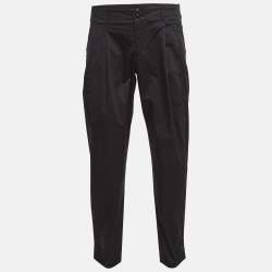 Emporio Armani Black Cotton Pleated Trousers L