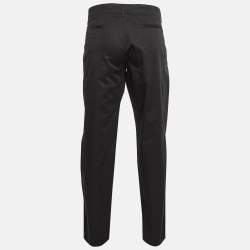 Emporio Armani Black Cotton Pleated Trousers L