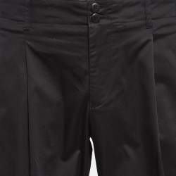 Emporio Armani Black Cotton Pleated Trousers L