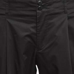 Emporio Armani Black Cotton Pleated Trousers L