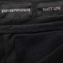 Emporio Armani Black Cotton Pleated Trousers L