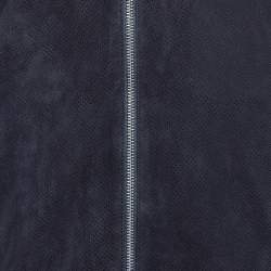 Pre Owned Emporio Armani Navy Blue Perforate Suede Hooded Jacket L