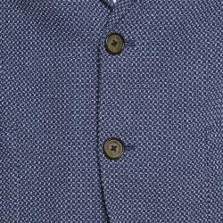 Pre Owned Emporio Armani  Blue Patterned Cotton Single Breasted Blazer S