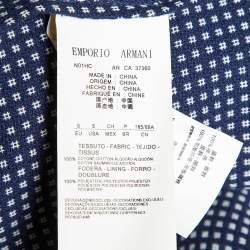 Pre Owned Emporio Armani  Blue Patterned Cotton Single Breasted Blazer S