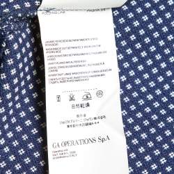 Pre Owned Emporio Armani  Blue Patterned Cotton Single Breasted Blazer S