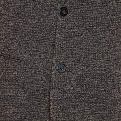Emporio Armani Brown/Blue Patterned Crepe Single Breasted Jacket S