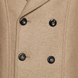 Pre Owned Emporio Armani Brown Virgin Wool Long Double Layered Coat S