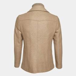 Pre Owned Emporio Armani Brown Virgin Wool Long Double Layered Coat S