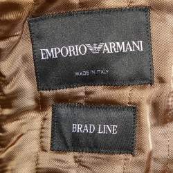 Pre Owned Emporio Armani Brown Virgin Wool Long Double Layered Coat S